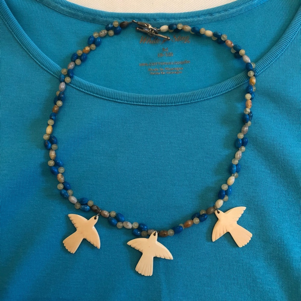 Bird and Lapis Stone Necklace